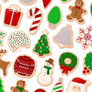 Biscuit de Noël PNG Clipart - père Noël bonhomme de neige en pain d'épice renne cadeau houx ornement vacances Clip Art - pour un usage commercial