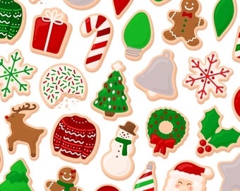 Christmas Cookie PNG Clipart - Santa Snowman Gingerbread Reindeer Present Holly Ornament Holiday Clip Art - For Commercial Use