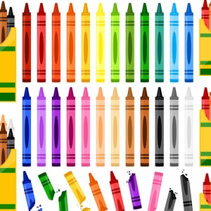 Crayon Clipart - Art Supplies Kiddie Children&#39;s Back To School Teacher Coloring Classroom Craft Clip Art - For Commercial Use