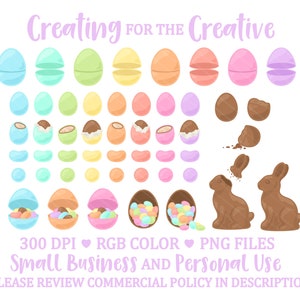 Pastel Easter Candy PNG Clipart Chocolate Bunny Clipart, Chocolate Egg Clip Art, Spring Candy Clip Art Designs, Commercial Use image 2