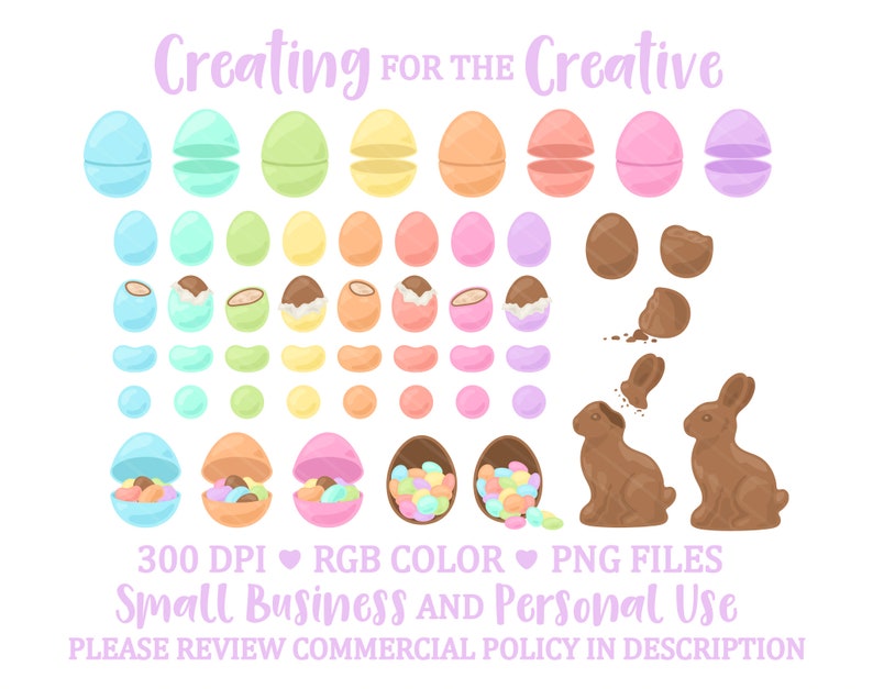 Pastel Easter Candy PNG Clipart Chocolate Bunny Clipart, Chocolate Egg Clip Art, Spring Candy Clip Art Designs, Commercial Use image 2