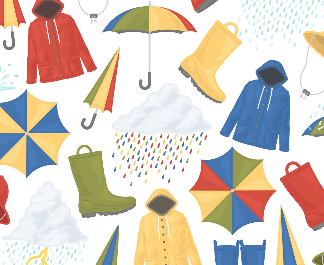 Neutral Rain Gear Clipart Storm Clipart April Showers Etsy