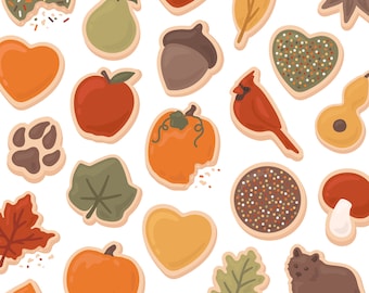 Galletas de otoño: Imágenes prediseñadas de repostería otoñal, uso comercial