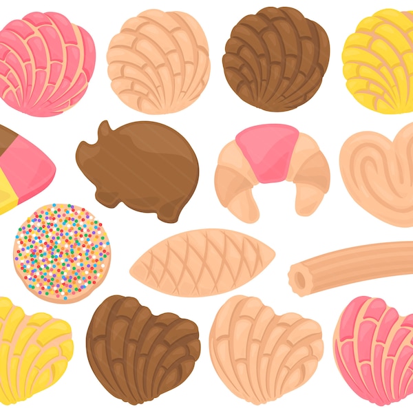 Pan Dulce PNG Clipart - clipart boulangerie mexicaine, Concha Elote Galleta Oreja Puerquito Cuerno Churro Cookie Clip Art - usage commercial