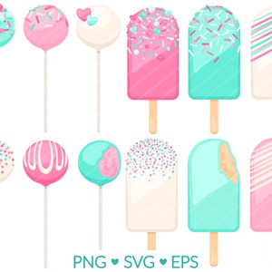 aqua pink cake pop clipart, cake pop png, cake pop svg, cakesicle svg, cakesicle png, baker svg, bakery svg, baking png, baking clipart, popsicle clip art, sprinkles, candy, junk food, teal pink, frosting, lollipop