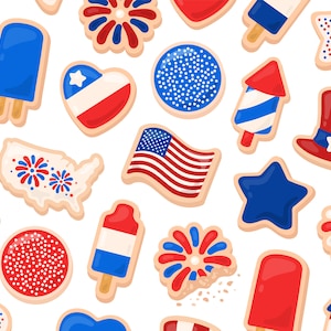 Quatrième de Juillet Cookie Clipart - Dessert Baking Pastry Clip Art Summer Patriotic USA Clipart - Pour un usage commercial