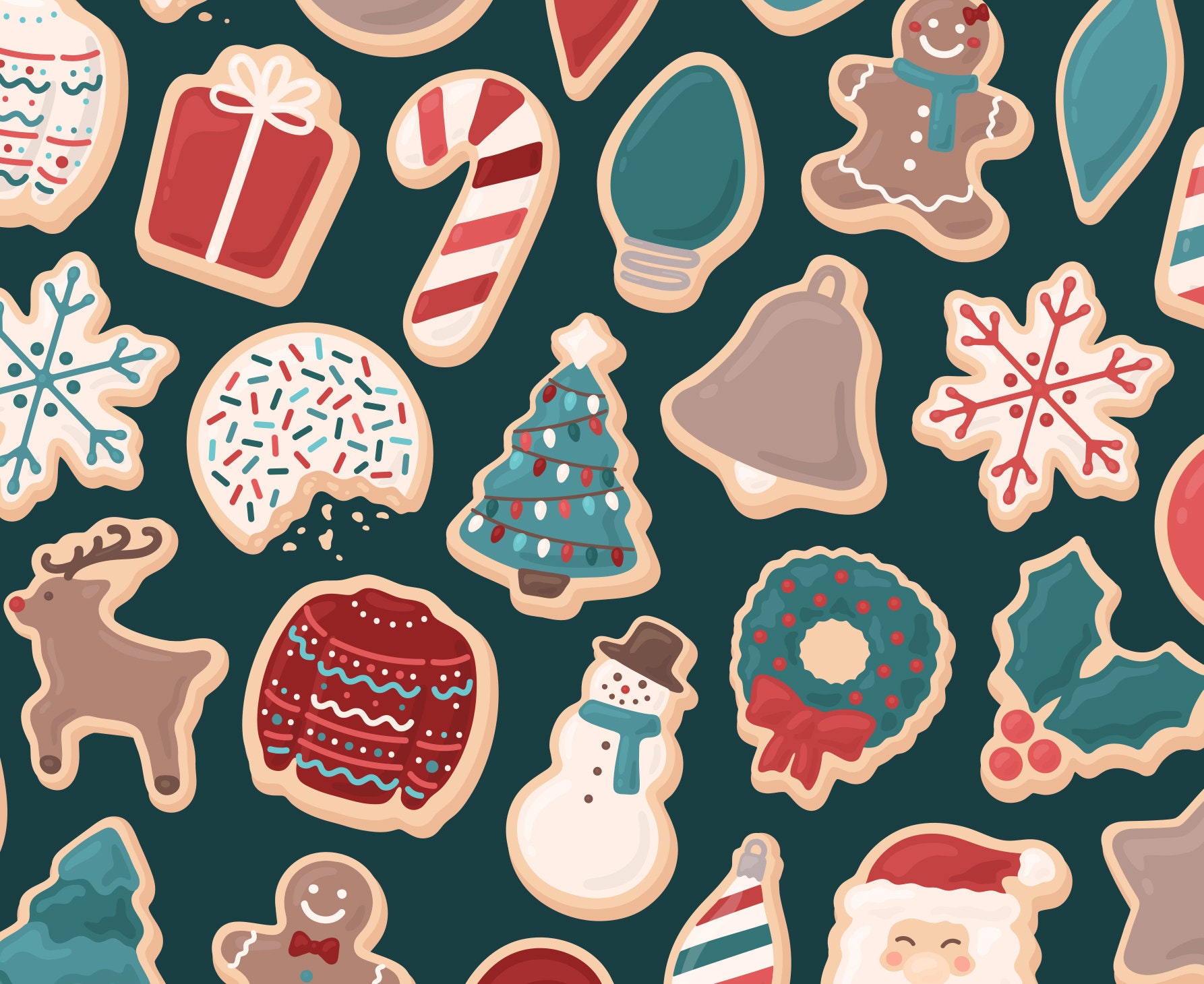 Blue Christmas Cookie Clipart, Santa Clipart, Snowman Clipart, Ugly Sweater  Clipart, Gingerbread Clipart, Cookie Clipart - Etsy Israel, image size:1786x1460