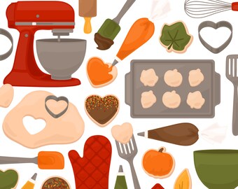 Galletas de otoño horneadas PNG Clipart – Imágenes digitales de panadería de otoño, especias de calabaza, bolsa de glaseado