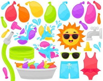 Water Balloon PNG Clipart - 4th of July Pool Party Summer Fun Swimsuit Sunglasses Fourth of July Kiddie Fun Clip Art - For Commercial Use