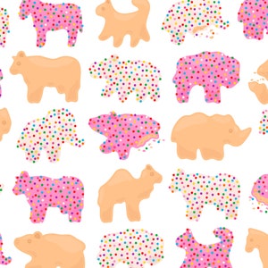 Animal Cracker Cookie PNG Clipart Circus Animal Elephant Giraffe Hippo Horse Goat Cow Pink Animal Cookie Clip Art For Commercial Use image 1