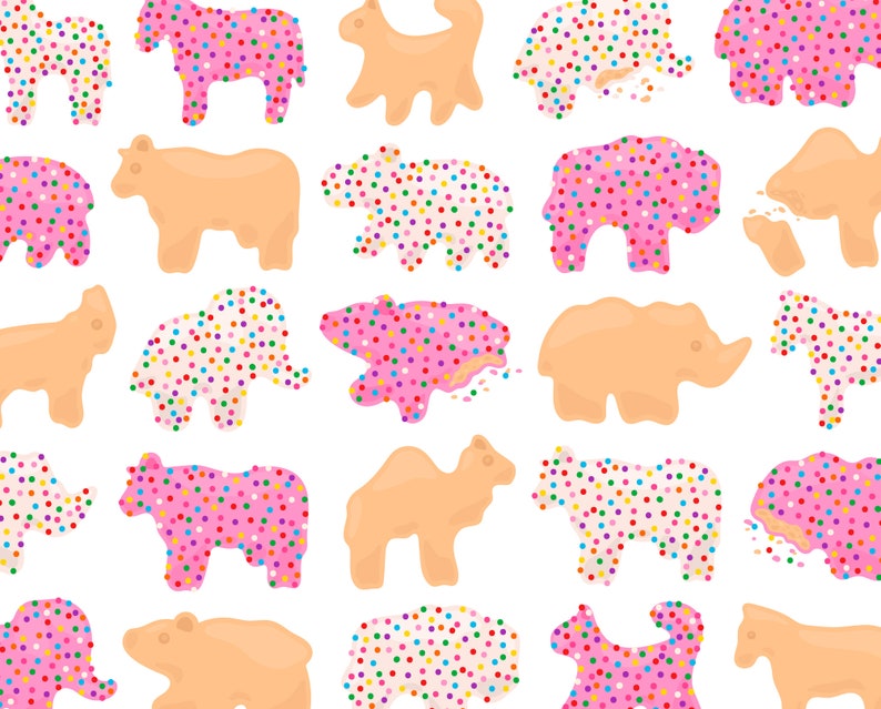 Animal Cracker Cookie PNG Clipart Circus Animal Elephant Giraffe Hippo Horse Goat Cow Pink Animal Cookie Clip Art For Commercial Use image 1