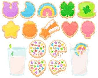 Lucky Marshmallow Cookie PNG Clipart - St Patrick's Day Baking Bakery Clover Rainbow Moon Star Leprechaun Food Clipart, Commercial Use