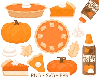 Clipart de pastel de calabaza: Archivos digitales de Acción de Gracias de otoño (uso comercial)