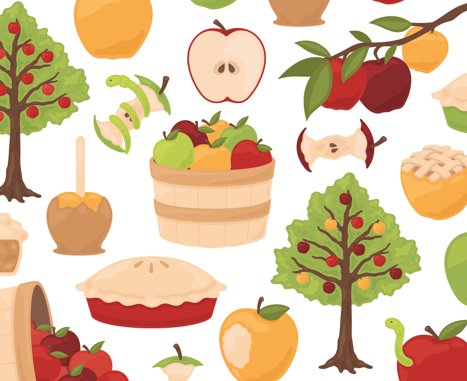 Apple Orchard Clipart Orchard Clipart Fruit Clipart Autumn Etsy