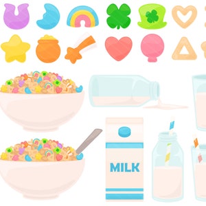 Lucky Marshmallow Cereal PNG Clipart - Desayuno del Día de San Patricio Trébol Rainbow Moon Star Leprechaun Food Clipart, Uso Comercial