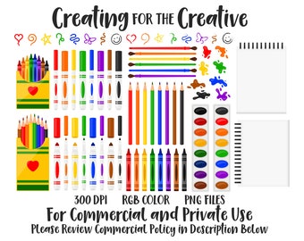 Art Supplies Clip Art - School, Teacher, Kids, Homework, Art Class, Paint,  Pencil, Marker, Glue - Hi Res Transparent PNGs - 17 pack