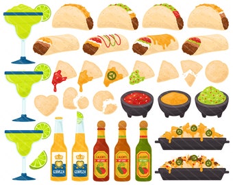 Tex Mex Food PNG Clipart- Mexican Food Margarita Cerveza Beer Chips Dip Taco Tuesday Cinco De Mayo Clip Art - For Personal & Commercial Use