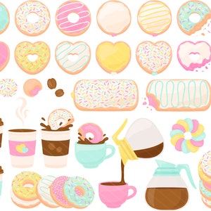 Pastel Coffee Donut PNG Clipart - Cafe Breakfast Doughnut Coffee Cup Easter Valentine Clip Art - For Personal & Commercial Use