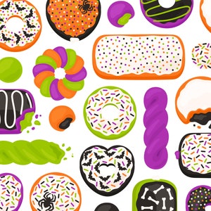 Halloween Donut Clipart - Spider Bat Cruller Breakfast Pastry Fall Autumn Clip Art - For Commercial Use
