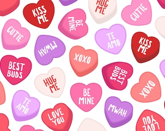 Conversation Heart PNG Clipart - Pink & Purple Valentine's Day Candy Heart Digital Images (Commercial Use)