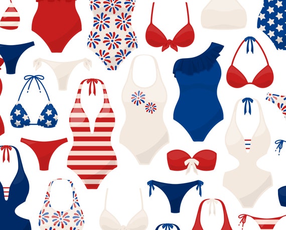 Fourth of July Swimsuit Clipart Bikini Tankini Swimming Pool | Etsy