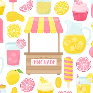 Roze Limonade Stand Clipart, Lemon Clip Art, Spring Clipart, Summer Clip Art, Ijslolly Clipart, Cupcake Clip Art, Commercieel gebruik