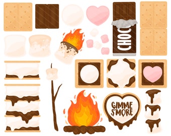 Summer Smores PNG Clipart - Dessert Campfire Camping 4th of July BBQ Pool Party Outdoor Chocolate Marshmallow Clip Art - Commercial Use