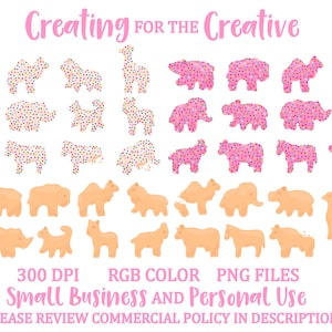 Animal Cracker Cookie PNG Clipart Circus Animal Elephant Giraffe Hippo Horse Goat Cow Pink Animal Cookie Clip Art For Commercial Use image 2