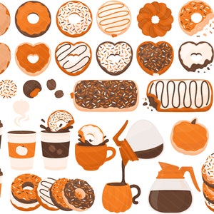 Pumpkin Spice Coffee Donut PNG Clipart - Autumn Fall Doughnut Coffee Cup Pumpkin Chocolate Clip Art - For Personal & Commercial Use