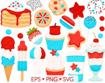 独立記念日のお菓子のクリップアート – 愛国的なデザート PNG、SVG、EPS