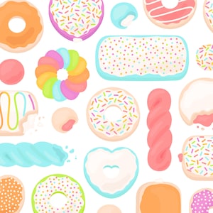 Pastel Donut PNG Clipart, Rainbow Doughnut Shop Coffee Digital Images (Commercial Use) image 1