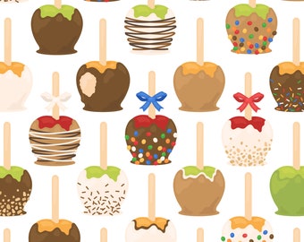 Clipart de manzana acaramelada otoñal: ilustraciones de postres otoñales (PNG, uso comercial)