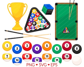 Imágenes prediseñadas de billar y piscina: imágenes digitales de salas de billar (SVG, PNG, EPS)