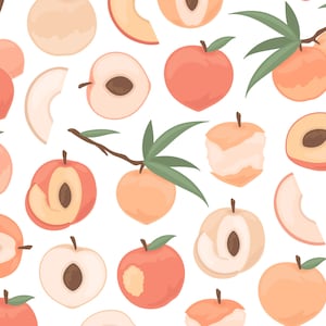 Peach Clipart - Peach Fruit Spring Clipart, Garden Baking Dessert Clipart - Commercial Use