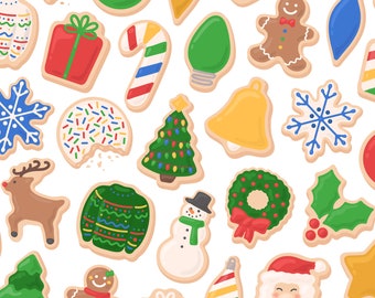 Colorful Christmas Cookie Clipart, Santa Clipart, Snowman Clipart, Ugly Sweater Clipart, Gingerbread Clipart, Cookie Clipart