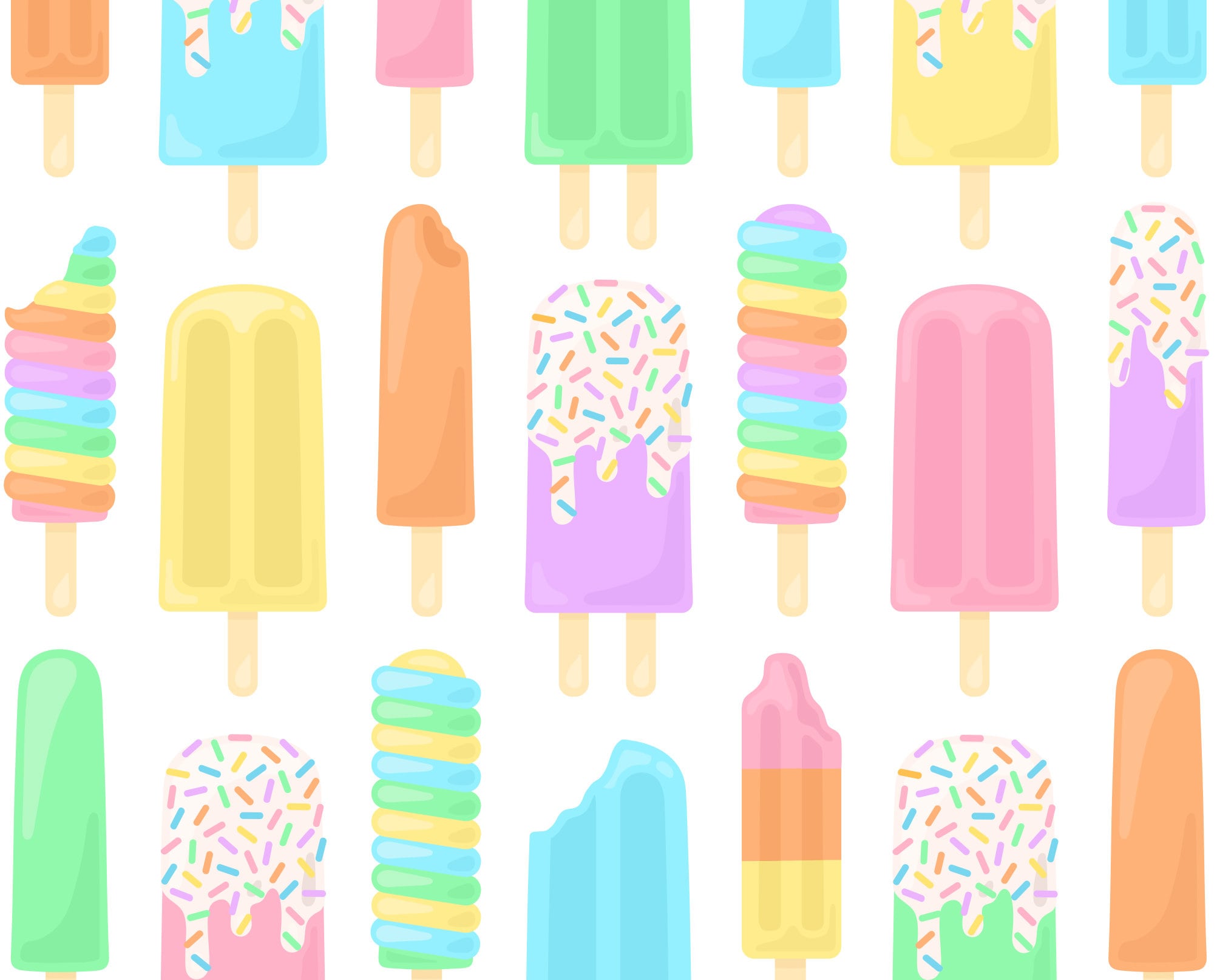 Ice Creams Shape Clipart Creamsicles Digital Download SVG Large Pastel Colored Popsicles with Capital Letters for Word Summer Cutout