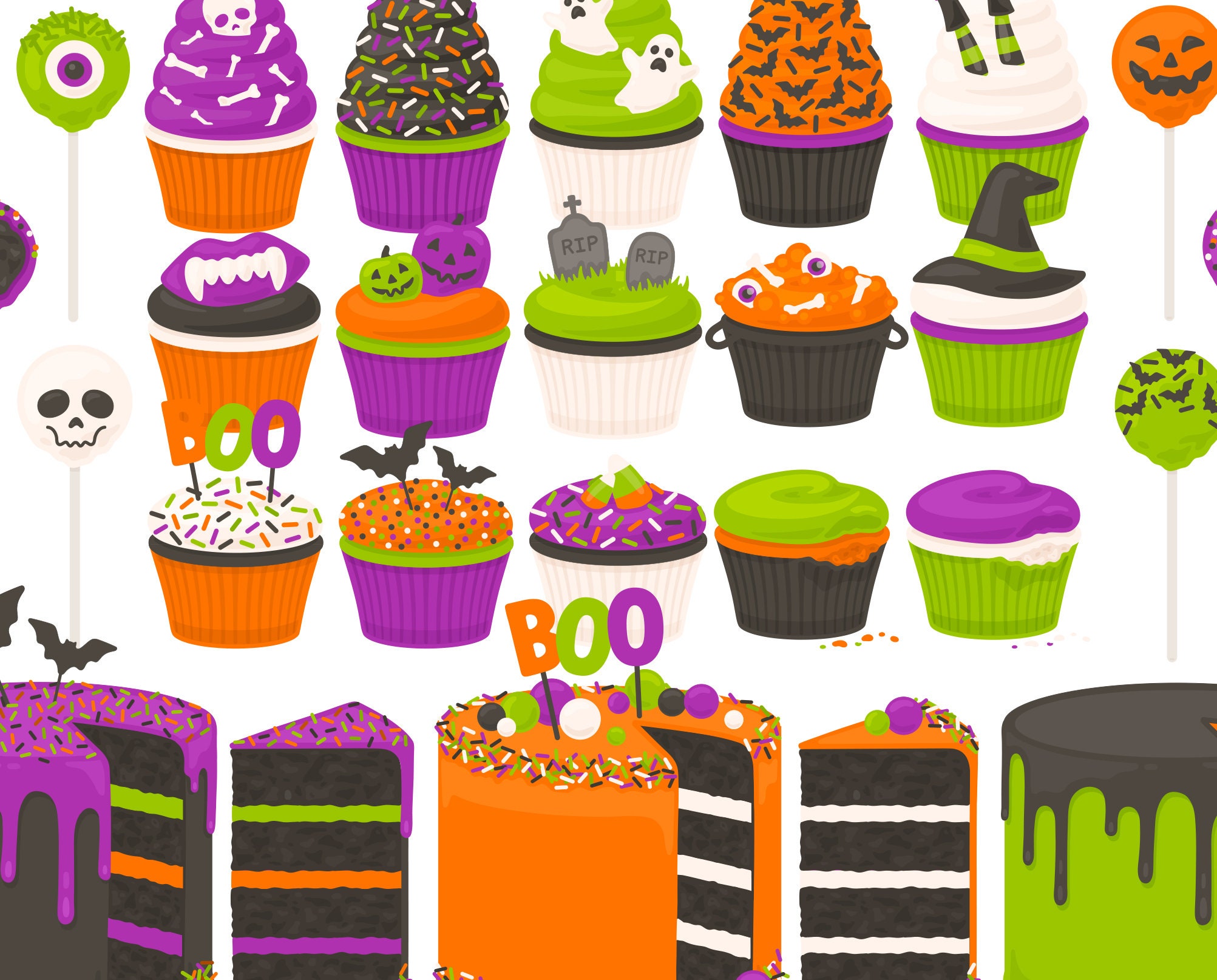 Halloween Cake Clipart Spooky Haunted Cupcake Clip Art Ghost Etsy Canada