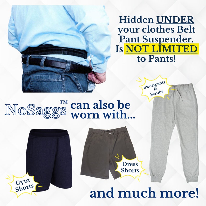 Nosaggs HIDDEN Under Clothes Belt Suspender for Men. Worn Under the ...