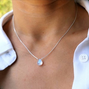 Moonstone Necklace • Women&#39;s Gift • Sterling Silver Necklace