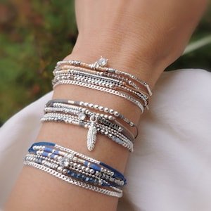 Zirconium bracelet • Multi-row bracelet • 925 silver bracelet • Women&#39;s gift • sterling silver cuff bracelet