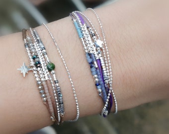 multi-row  bracelet étoile • solid silver bracelet 925