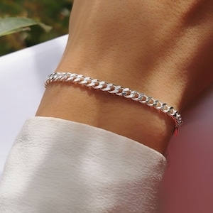 Curb Chain Bracelet • 925 silver bracelet • Women&#39;s gift • sterling silver cuff bracelet
