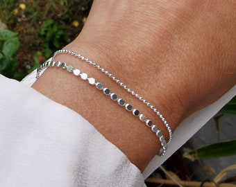 armband met twee kettingen • 2 rijen armband zilver 925