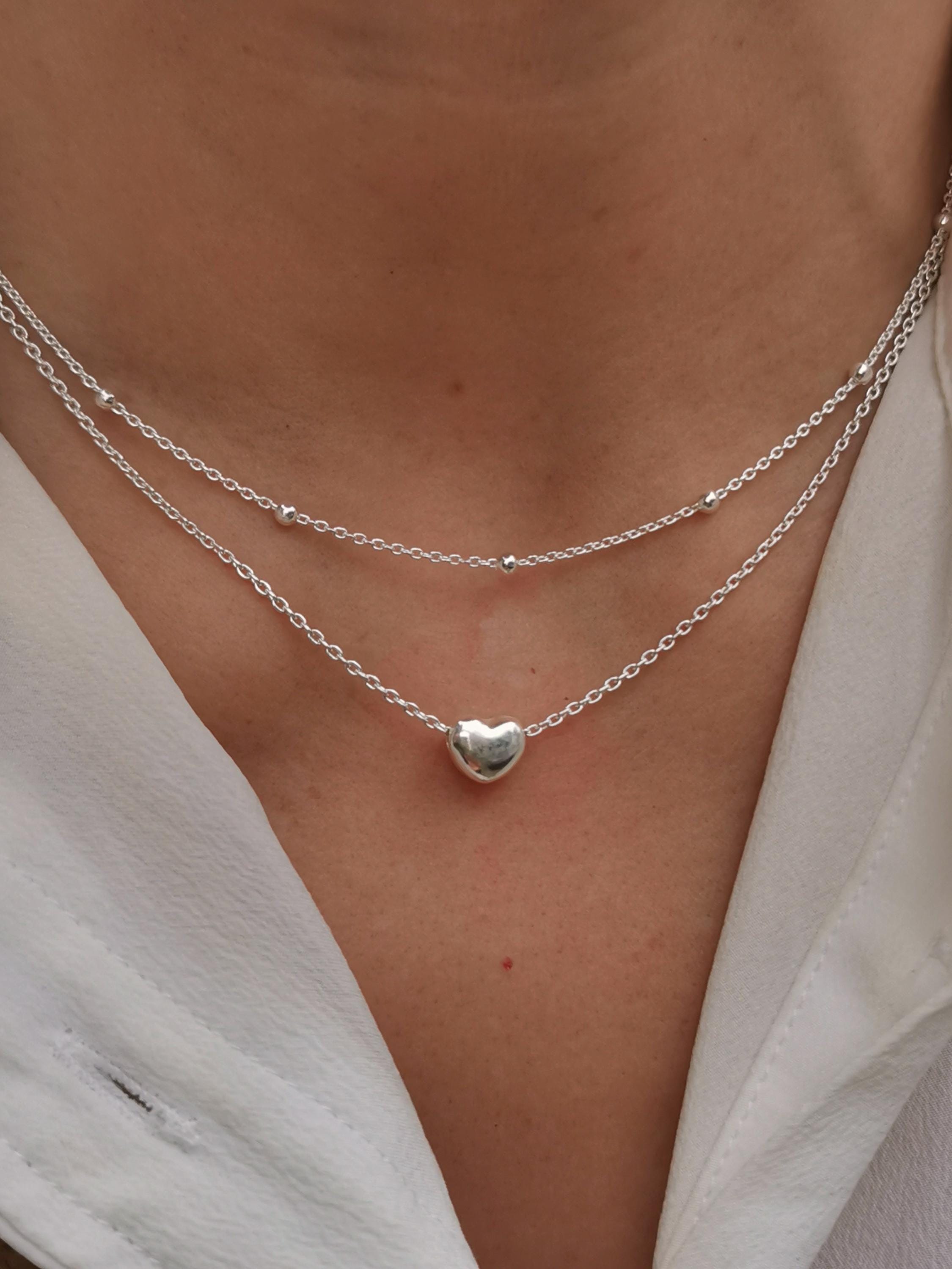 Collier Coeur En Argent 925 - Pendentif Avec Chaîne Réglable - Neuf Avec étiquettes