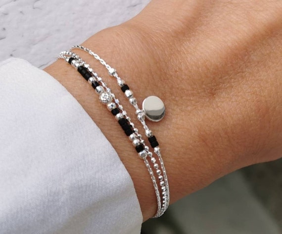 BRACCIALE CON INIZIALE PERLE DA 5 mm. ARGENTO 925 E ZIRCONI. SPED. GRATUITA