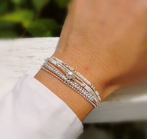 Lot De 5 Bracelets Empilables En Argent Pour Femme - Ajustables - Acier Inoxydable - Cadeau élégant