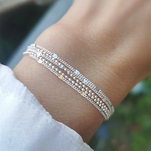 Multi-row bracelet • 925 silver bracelet • Minimalist jewelry • Women&#39;s gift • Sterling silver cuff bracelet