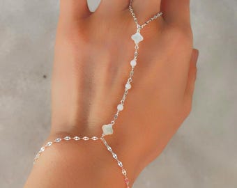 Bijou de main • 925 silver bracelet• Cadeau femme• bracelet trèfle en argent sterling• Gift for her• cadeaux fête des mères