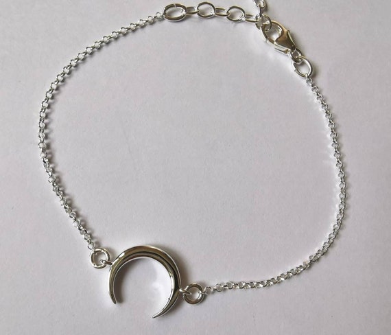 925 Silver Moon Bracelet Etsy