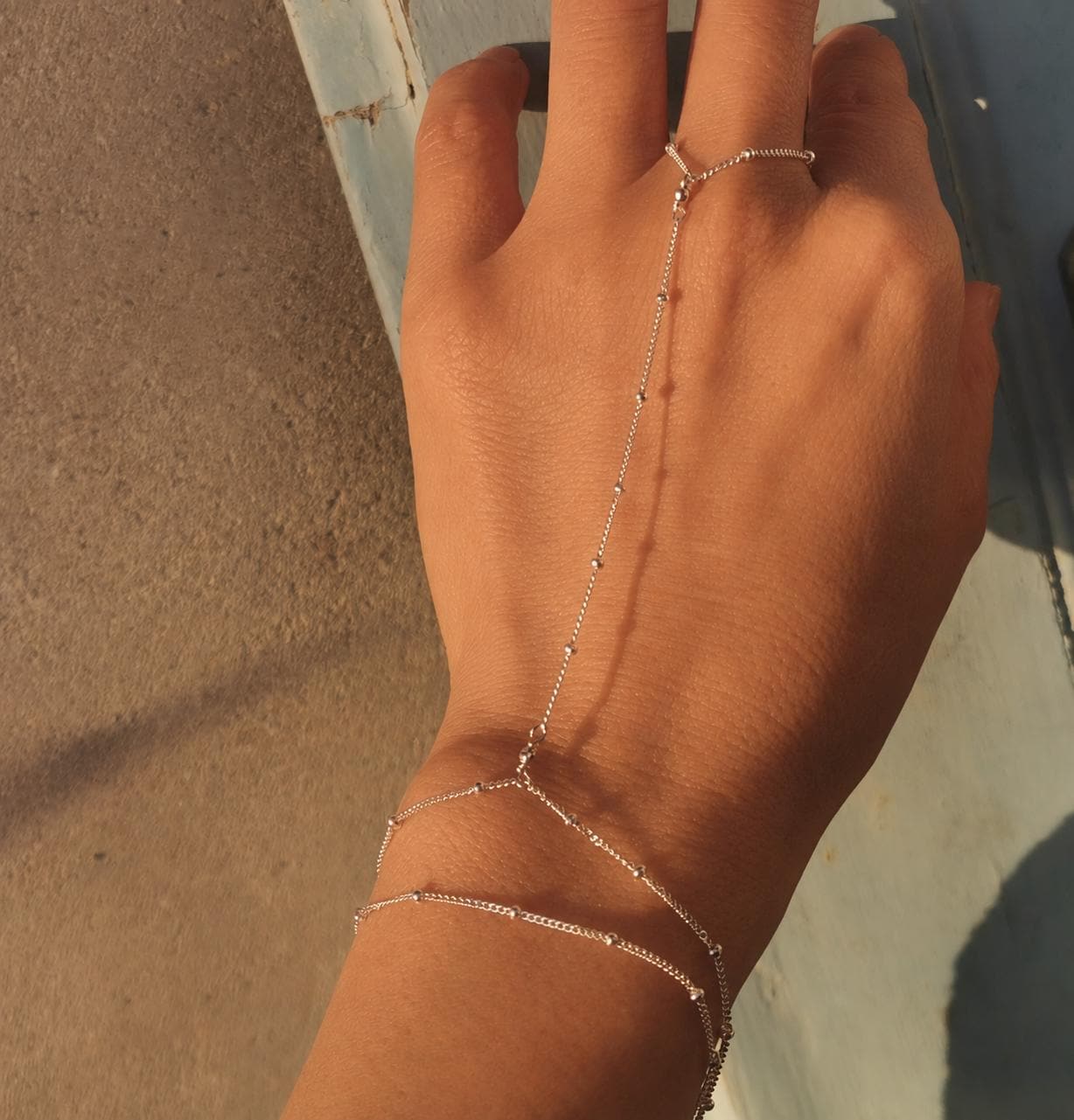 Hand jewelry * two-chain bracelet * 925 silver bracelet * Gift for women * sterling silver cuff bracelet * Mother's Day